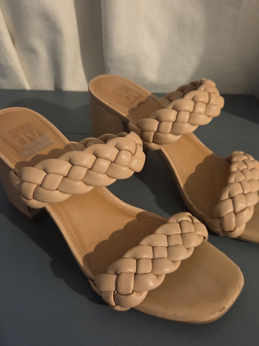 DV by Dolce Vita Nude Double-Strap Block Heel Mules